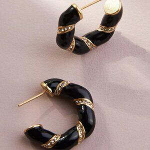 Clare V - Enamel Rope Hoop Earrings